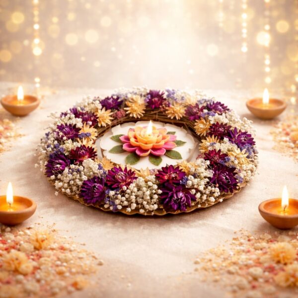 Luxury Lotus Urli Flower Candle